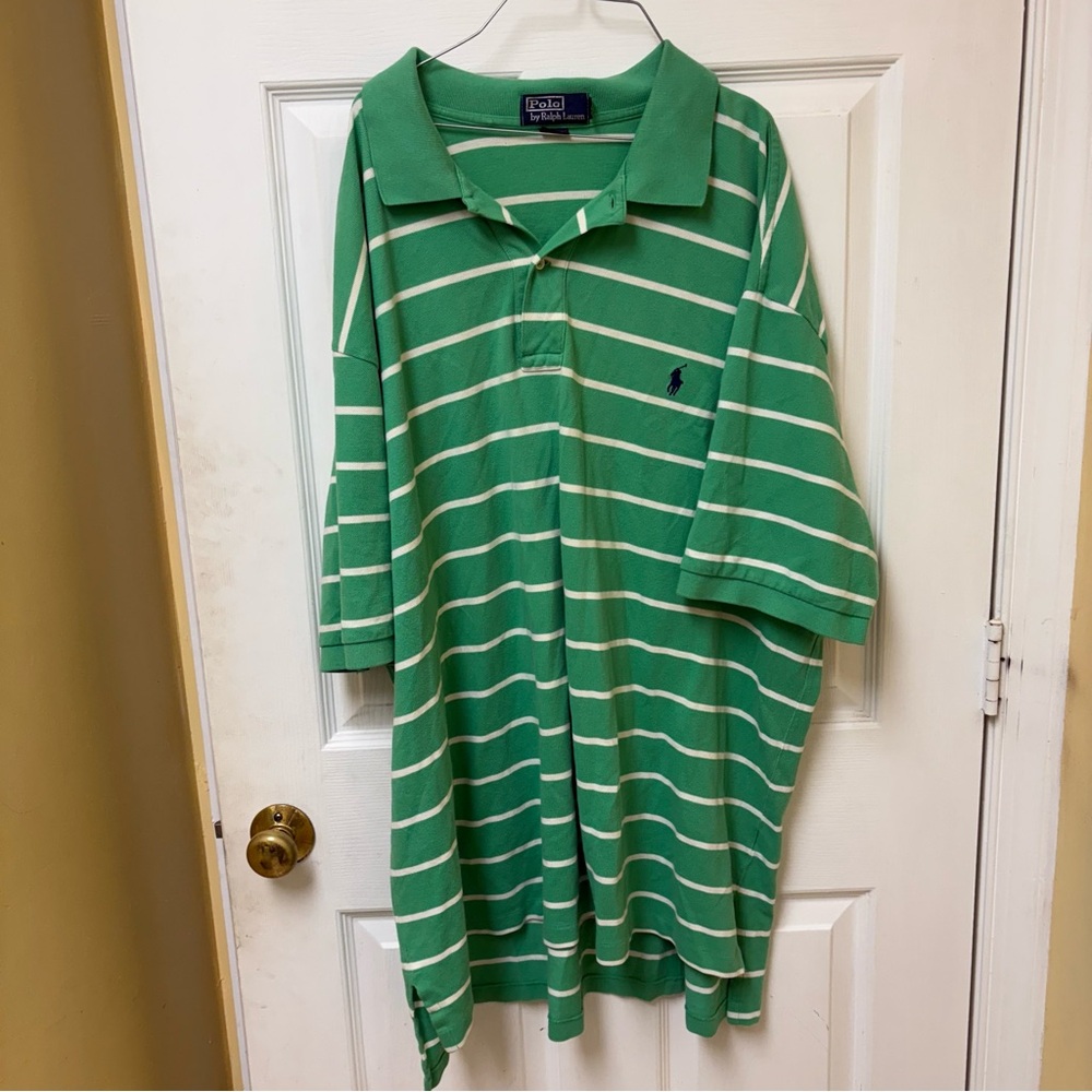 Ralph Lauren Mint Green Polo with White Stripes‎